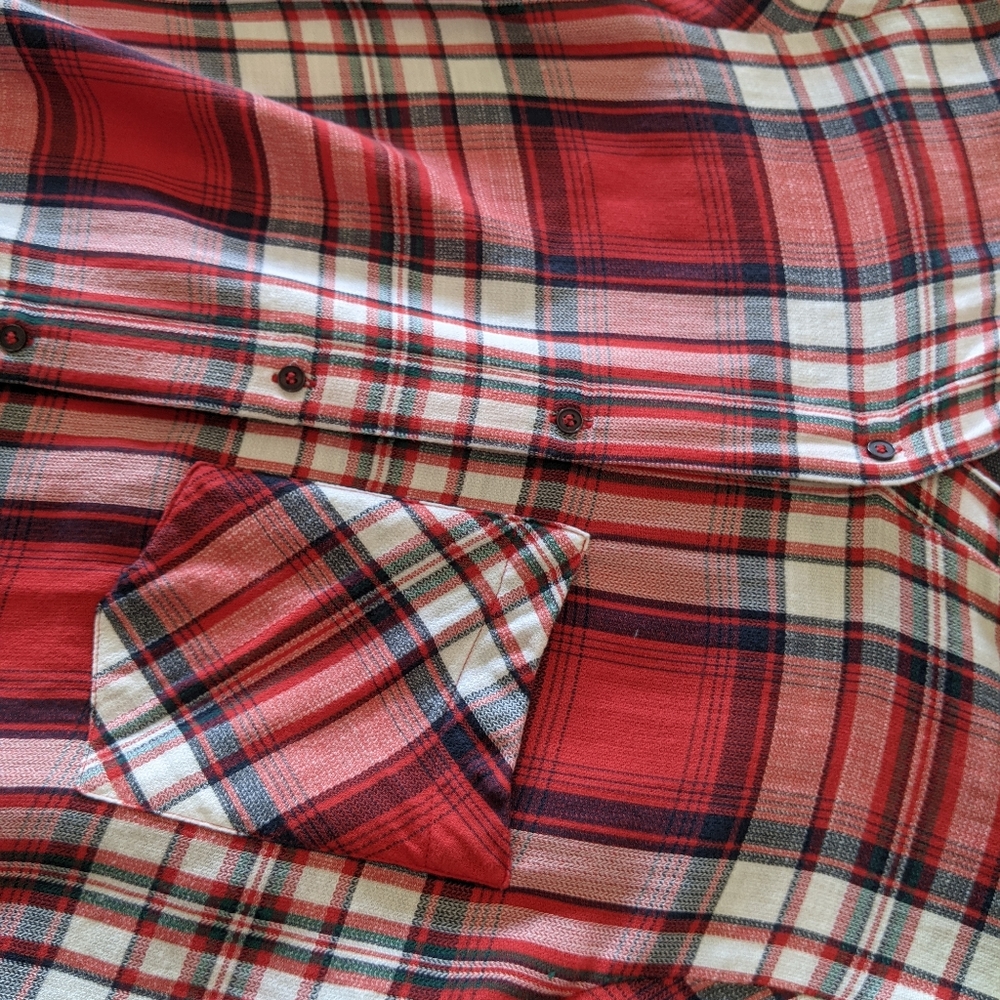 Zara Basic Plaid Button Down Shirt Red - image 5